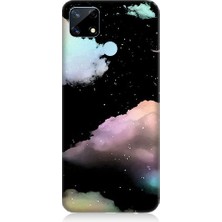 Teknomeg Realme 7i Uyumlu Bulut ve Ay  Desenli Silikon Kılıf