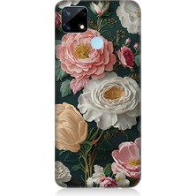 Teknomeg Realme 7i Uyumlu Çiçek Deseni  Desenli Silikon Kılıf