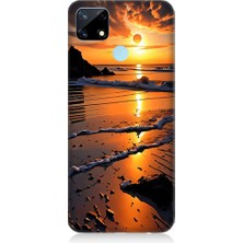 Teknomeg Realme 7i Uyumlu Günbatımı Sahili  Desenli Silikon Kılıf