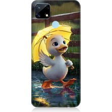 Teknomeg Realme C17 Uyumlu Şemsiye Ördek  Desenli Silikon Kılıf