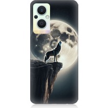 Teknomeg Oppo Reno 7 Lite Uyumlu Kurt ve Ay  Desenli Silikon Kılıf