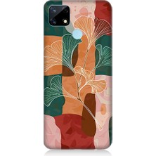 Teknomeg Realme C25 Uyumlu Soyut Yapraklar  Desenli Silikon Kılıf