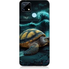Teknomeg Realme 7i Uyumlu Deniz Kaplumbağası  Desenli Silikon Kılıf