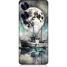 Teknomeg Realme C55 Uyumlu Ay ve Gemi  Desenli Silikon Kılıf