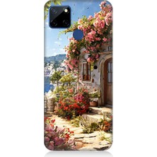 Teknomeg Realme C12 Uyumlu Çiçekli Ev  Desenli Silikon Kılıf