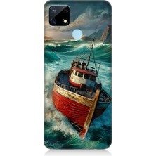 Teknomeg Realme 7i Uyumlu Kırmızı Gemi  Desenli Silikon Kılıf