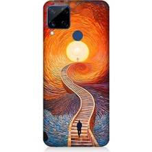 Teknomeg Realme C15 Uyumlu Işıklı Yol  Desenli Silikon Kılıf