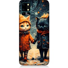 Teknomeg Reeder S19 Max Uyumlu Yağmurlu Kedi  Desenli Silikon Kılıf