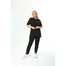 Büyük Battal Beden Kısa Kollu Beli Lastikli Yırtmaçlı Rahat Kalıp Ikili Kaşkorse Takım