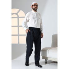 İhvan Online Erkek Rahat Kesim Beli Lastikli Cepli Hac ve Umre Kumaş Şalvar Pantolon - Lacivert (Krk)