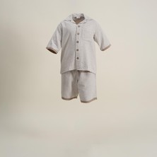 Ecocotton Alinda Erkek Şortlu Pijama Takımı  Organik Pamuk Müslin Haki