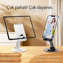 Leca Dönen Teleskopik Katlanır Disk Metal Ağırlıklı Masaüstü Cep Telefonu Tablet Tembel Standı (Yurt Dışından)