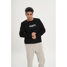 Unisex Pamuklu Içi Polarlı Bisiklet Yaka Sweatshirt