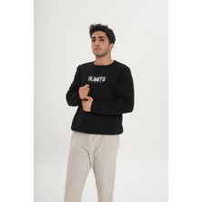 Unisex Pamuklu Içi Polarlı Bisiklet Yaka Sweatshirt