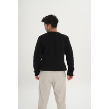 Unisex Pamuklu Içi Polarlı Bisiklet Yaka Sweatshirt