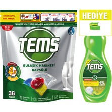 Tems 4 Etki Bulaşık Makinesi Kapsül Deterjanı 36'lı+ 500 ml Sıvı Bulaşık Deterjanı