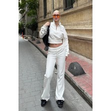 Ekru Ispanyol Paça Kadın Eşofman Takımı MG2203