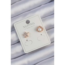 E-Bijuteri Xuping Rose Gold Renk Incili Zirkon Taşlı Deniz Yıldızı Küpe