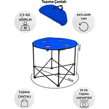 Ks Kampseti Yuvarlak Katlanır Kamp Masası-70 x 60 cm Taşıma Çantalı Piknik Masası