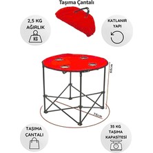 Ks Kampseti Yuvarlak Katlanır Kamp Masası-70 x 60 cm Taşıma Çantalı Piknik Masası