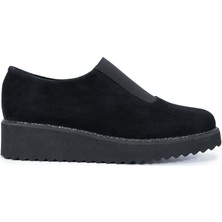 Tamer Tanca Kadın  Deri Siyah Süet Casual Ayakkabı 775 387-8592 Bn Ayk SK24-25 Sıyah Suet