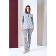 Pjs Kadın Patlı Yıldız Desenli Uzun Kol Pijama Takım