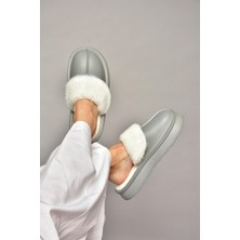 Fox Shoes T918264209 Gri Içi Peluş Kadın Terlik
