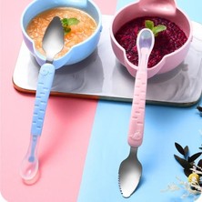 Cai Cai 1 Beslemek Için Meyve Kazıyıcı Kaşık Yiyen Bebekler ve Küçük Çocuklar Için Bebek Çift Başlı Paslanmaz Çelik Çocuk Sofra Takımı (Yurt Dışından)