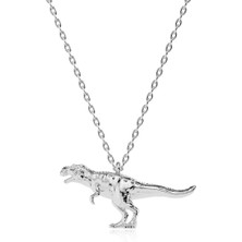 Sade Minik Dinozor Beyaz Gümüş Kolye