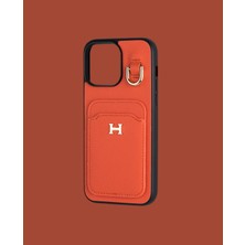 Turuncu Kartlıklı Telefon Kılıfı - DK168 - iPhone 16 Promax