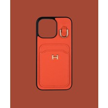 Turuncu Kartlıklı Telefon Kılıfı - DK168 - iPhone 16 Promax