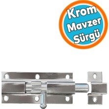 Nzb Metal Kapı Sürgüsü Krom Mavzer Sürgü Sürgülü Kilit 25X70 mm Kapı Pencere Emniyet Kilidi