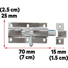 Nzb Metal Kapı Sürgüsü Krom Mavzer Sürgü Sürgülü Kilit 25X70 mm Kapı Pencere Emniyet Kilidi