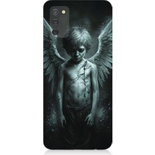 Teknomeg Samsung Galaxy A02S Uyumlu Karanlık Melek  Desenli Silikon Kılıf