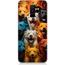Teknomeg Samsung Galaxy A6 Plus Uyumlu Renkli Köpekler  Desenli Silikon Kılıf