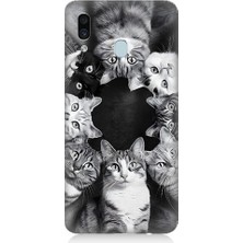 Samsung Galaxy A20 Uyumlu Kedi ve Uzay  Desenli Silikon Kılıf