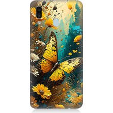 Samsung Galaxy A30 Uyumlu Renkli Kelebek  Desenli Silikon Kılıf