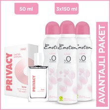 Privacy Love EDT Kadın Parfüm 50 ml + Emotion Love Kadın Deodorant 3 x 150 ml