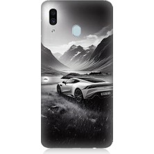 Samsung Galaxy A20 Uyumlu Dağ Yolunda Araba  Desenli Silikon Kılıf