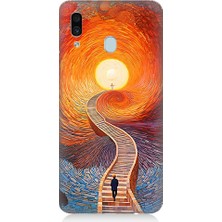 Samsung Galaxy A30 Uyumlu Işıklı Yol  Desenli Silikon Kılıf