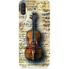 Teknomeg Samsung Galaxy A11 Uyumlu Eski Keman  Desenli Silikon Kılıf