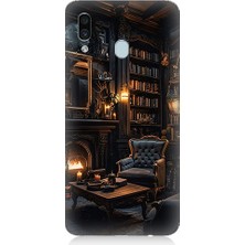 Teknomeg Samsung Galaxy A20 Uyumlu Kütüphane Odası  Desenli Silikon Kılıf
