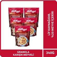 Kellogg's Granola Karışık Meyveli 340 gr x 5 Adet, %45 Yulaf Içerir, %20 Kurutulmuş Meyve