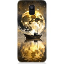 Samsung Galaxy A6 Uyumlu Ay ve Gemi  Desenli Silikon Kılıf