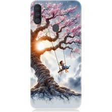 Samsung Galaxy A11 Uyumlu Pembe Ağaç  Desenli Silikon Kılıf