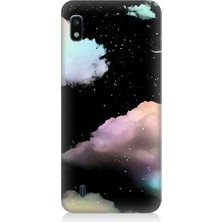 Samsung Galaxy A10 Uyumlu Bulut ve Ay  Desenli Silikon Kılıf