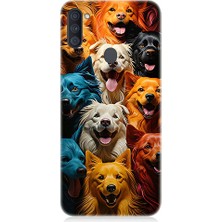 Samsung Galaxy M11 Uyumlu Renkli Köpekler  Desenli Silikon Kılıf