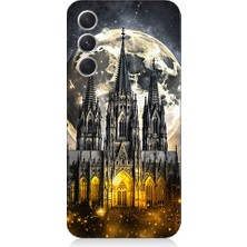 Samsung Galaxy A34 Uyumlu Ay ve Katedral  Desenli Silikon Kılıf