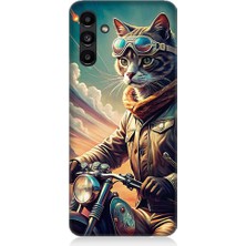 Samsung Galaxy A13 Uyumlu Motosiklet Kedisi  Desenli Silikon Kılıf