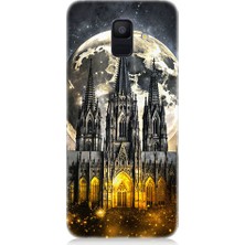 Samsung Galaxy A6 Uyumlu Ay ve Katedral  Desenli Silikon Kılıf